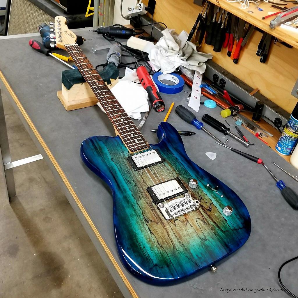 ASAT HHRMC in our new Aqua Burst over Spalted Alder with Okoume body and a DFV bridge