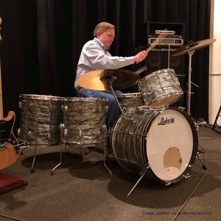 Johnny McLaren on a drum kit