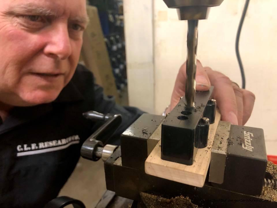 John is drilling out a blank jazz bass pickup cover. What do you think he’s developing?