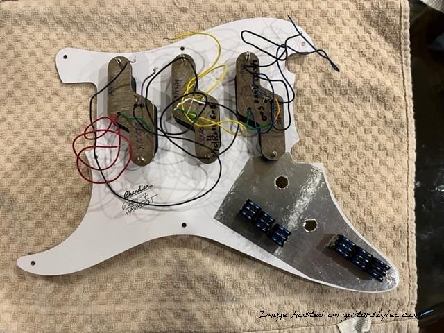 Chandler Pickguard with 6 DPDT Center Off Switches Back