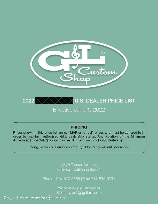 2022 G&L Custom Shop U.S. Price List Rev. F.22-REDACTED