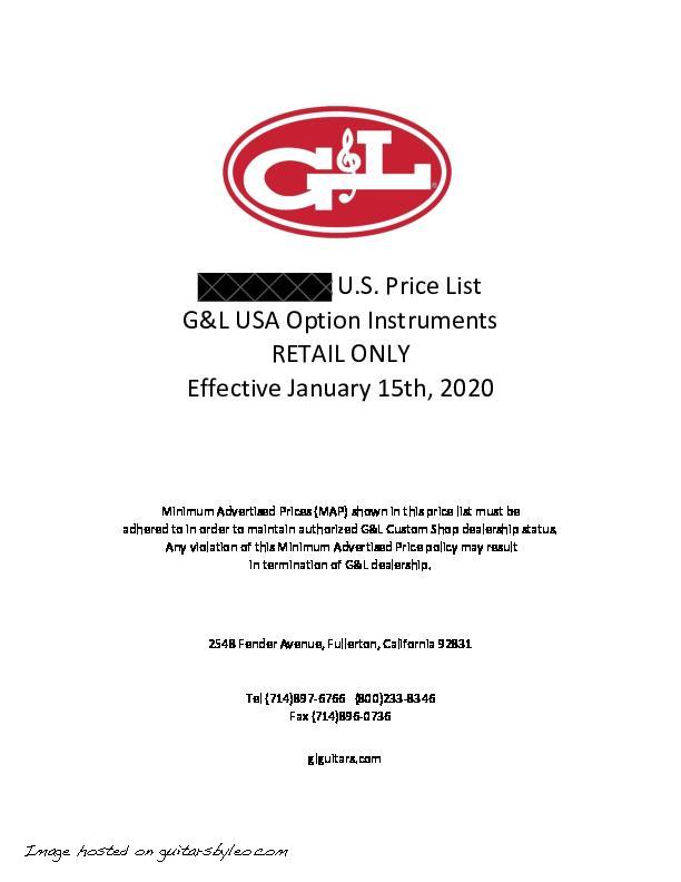 G&L Option Order USA Price List 2020 RETAIL ONLY-REDACTED