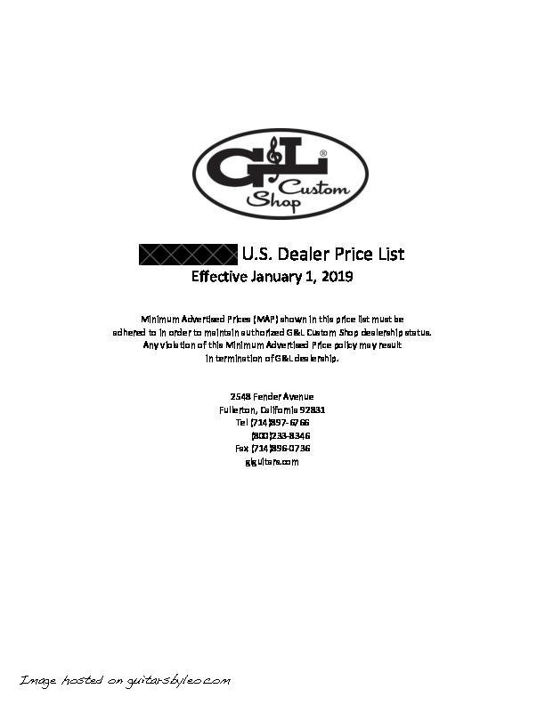 2019 G&L Custom Shop USA Price List-REDACTED