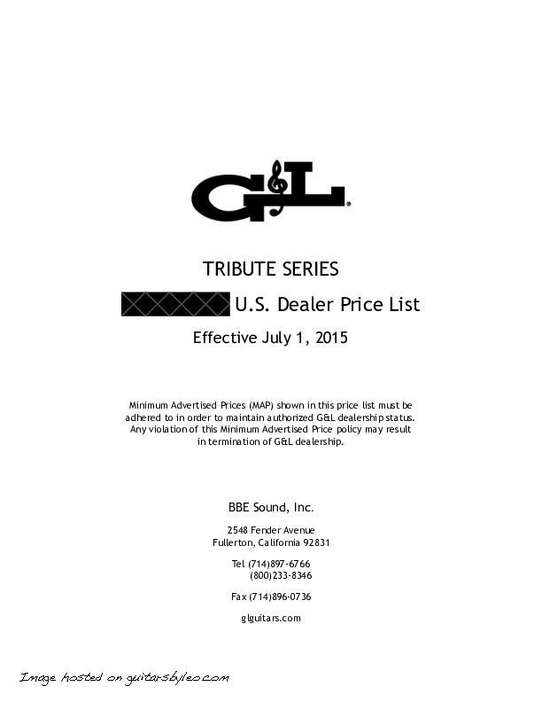 2015 G&L Tribute Series price list-REDACTED