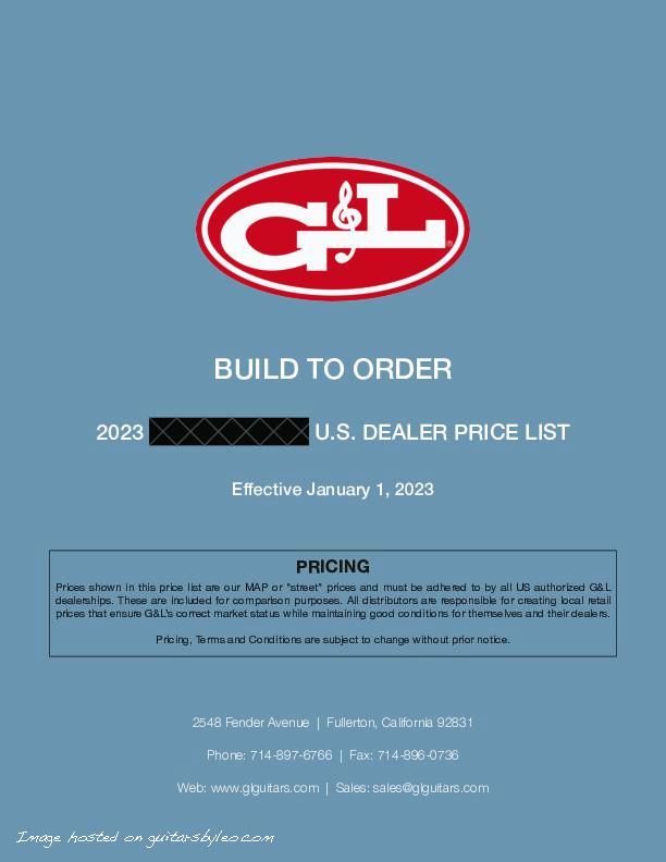 2023 G&L Build To Order US Price List-REDACTED