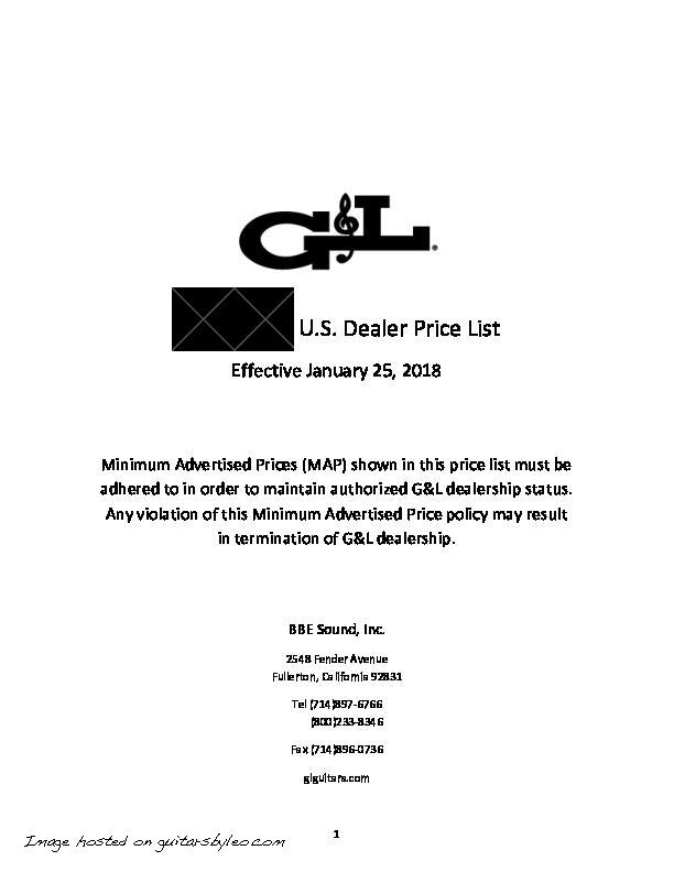 2018 January G&L Price List-REDACTED