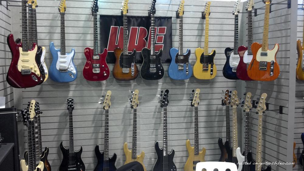 BBE/G&L booth-G&L Tribute Series models on display