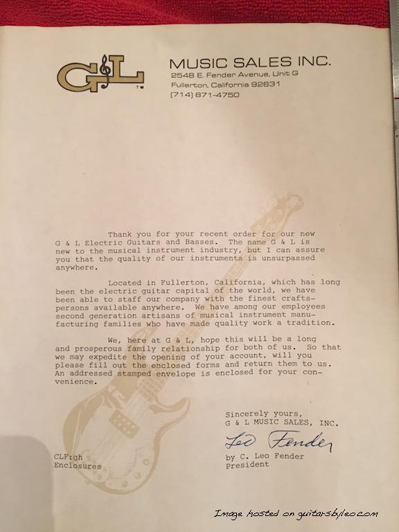 F-100 Prototype Leo Fender Letter 2