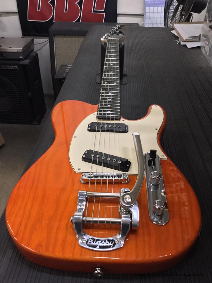ASAT Special in Clear Orange with Bigsby and black headstock