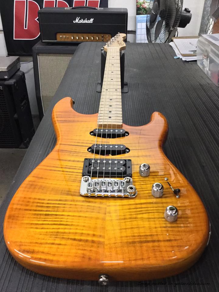 Legacy HSS RMC in Honeyburst over flame maple on swamp ash