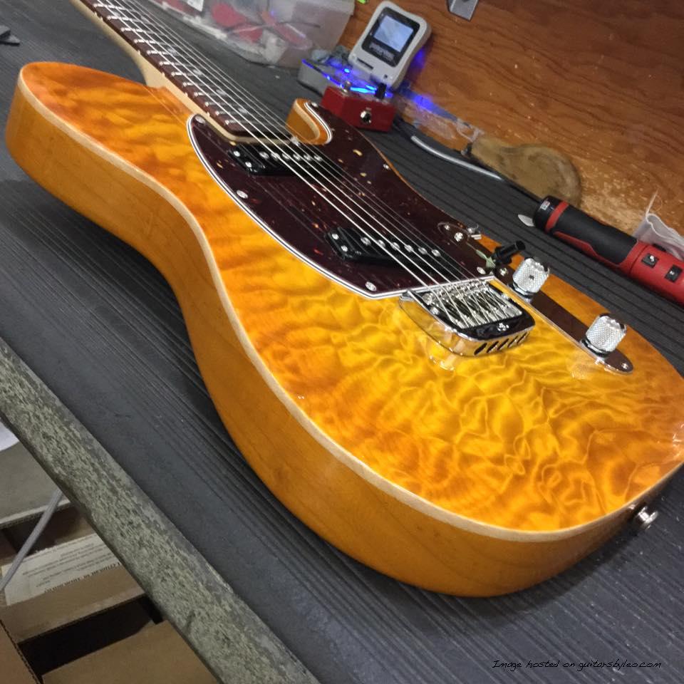 ASAT Special in Honeyburst quilted maple top body view