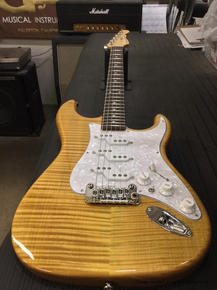 Comanche in Lemon Drop over flame maple on swamp ash