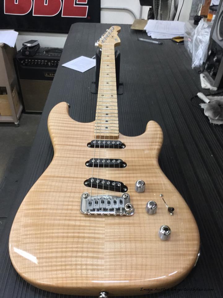 S-500 Deluxe in Natural Gloss over flame maple on swamp ash DFS Birdseye maple neck