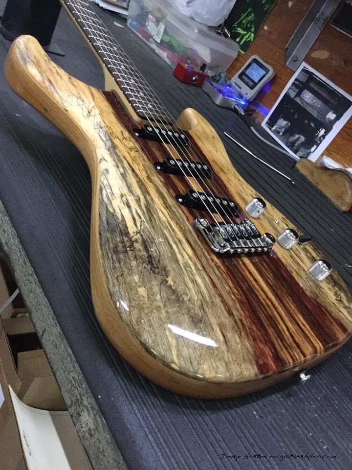 S-500 RMC in Natural Gloss over Spalted Tamarind over swamp ash body close up