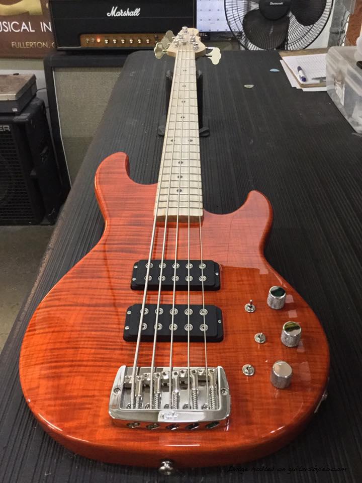 L-2500 in Clear Orange over flame maple on swamp ash