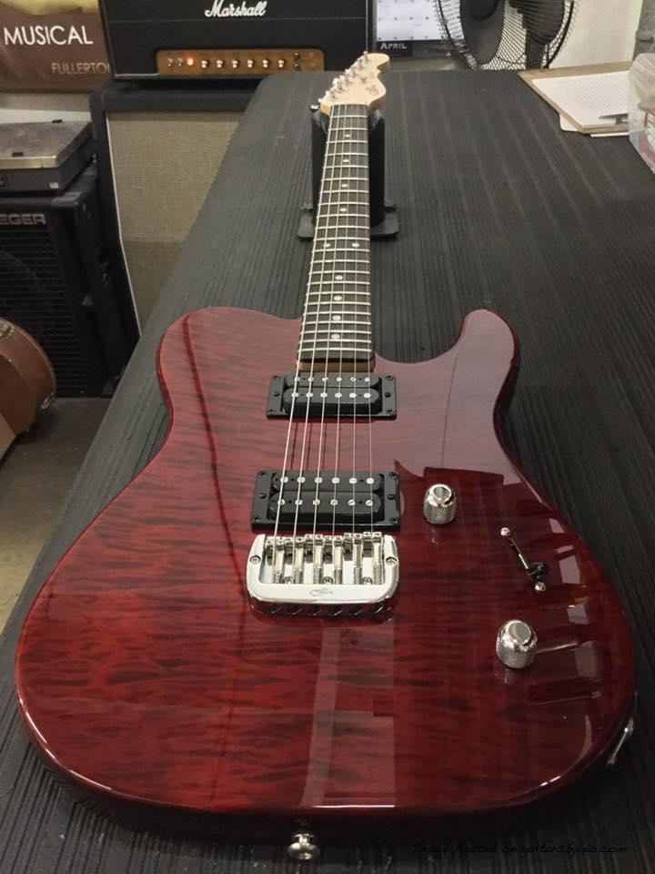 ASAT Deluxe in Clear Red over flame maple on mahogany