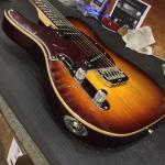 lefty ASAT Special in Old School Tobacco Sunburst over swamp ash, wood binding body close up