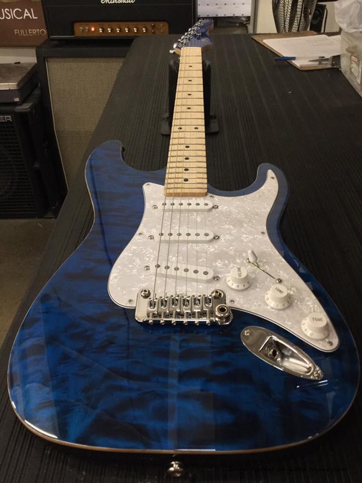 Legacy in Clear Blue over quilt maple on alder CLF1703259