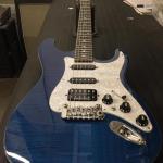 Legacy HSS in Clear Blue over flame maple on swamp ash CLF1705011