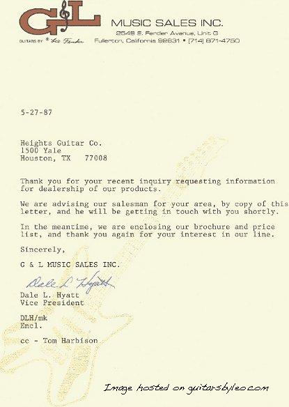 1987 Dealer Inquiry Letter