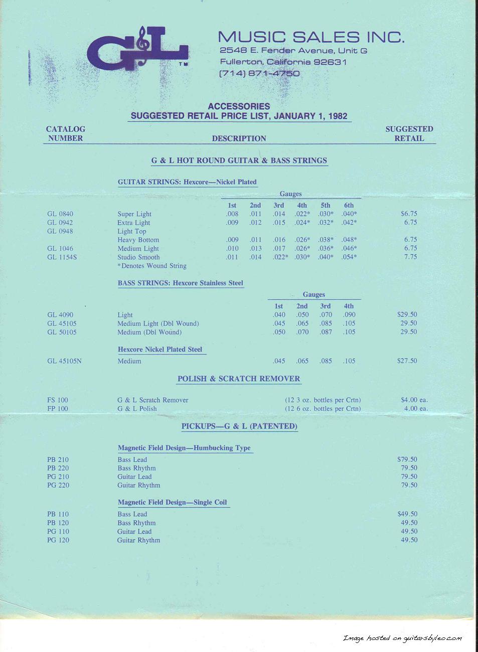 1-1-82 G&L Price List page 2