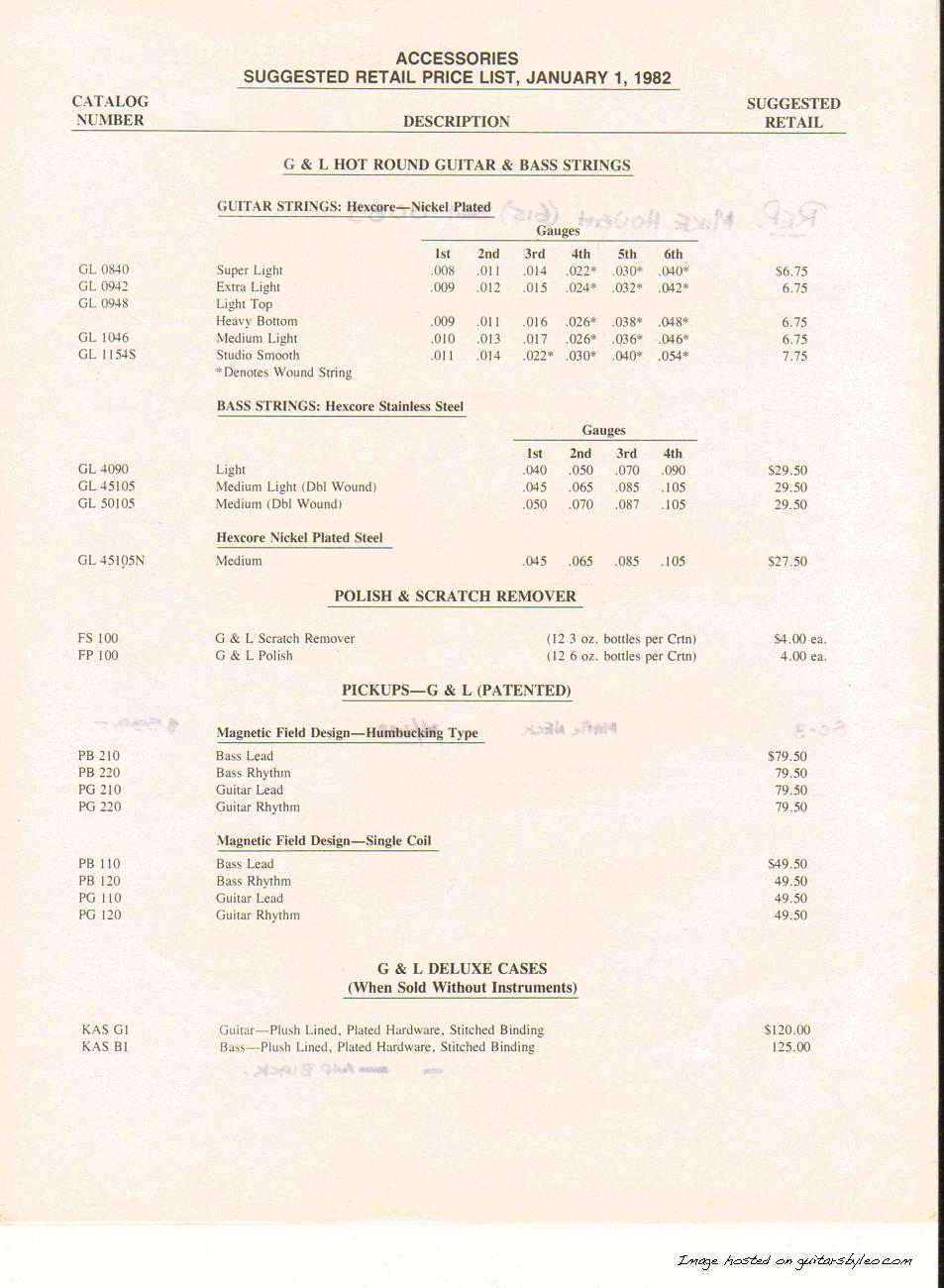 11-1-82 G&L Price List page 2
