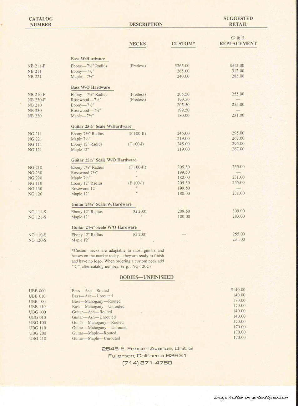 11-1-82 G&L Price List page 4