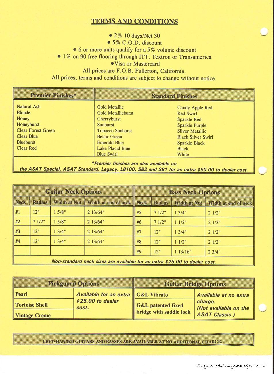 10-1-94 G&L Price List Page 4