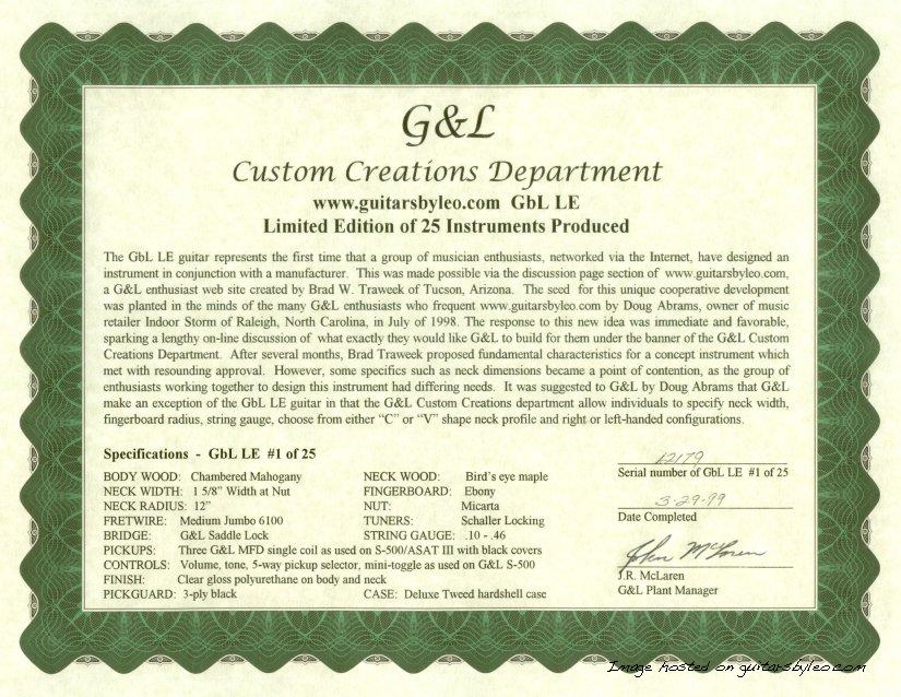 1999 GbL_LE Custom Creations Certificate