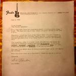 Leo Fender to Fender Salesmen on CBS:Fender letterhead