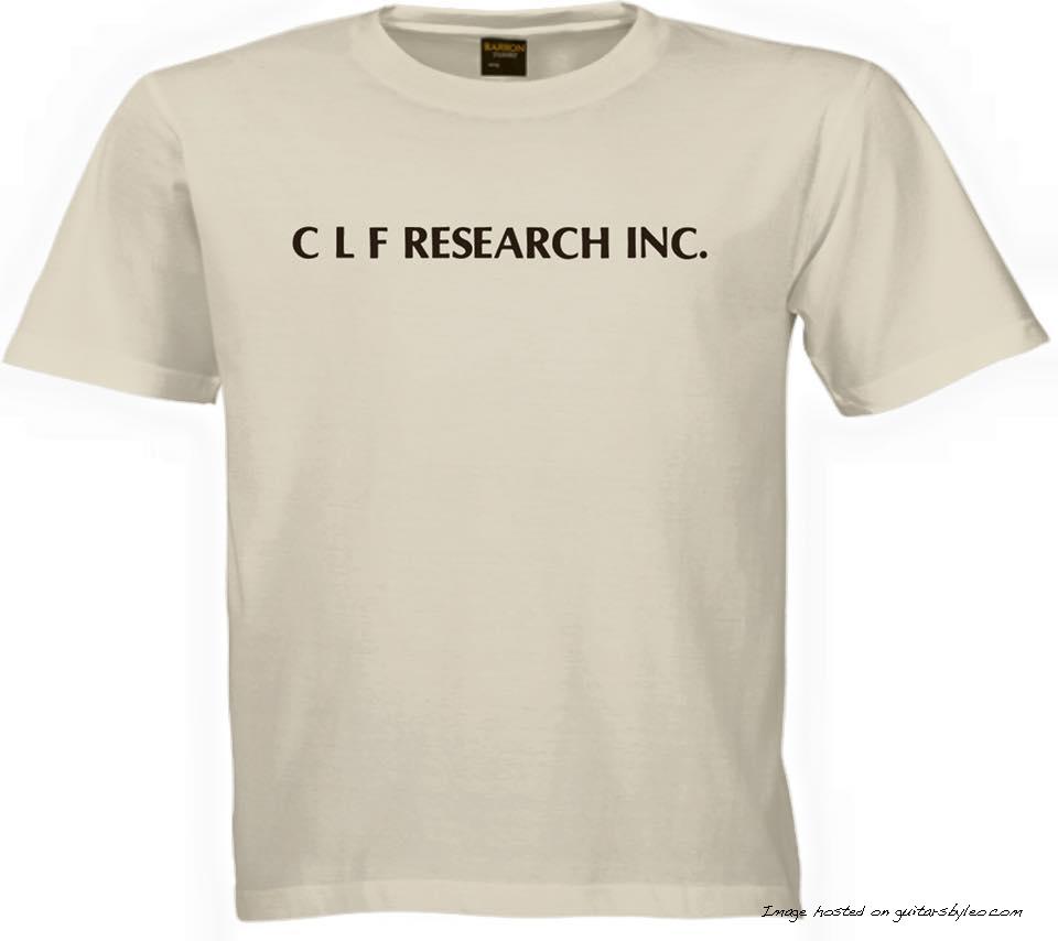 mockup of CLF REASEARCH INC 70's shirt