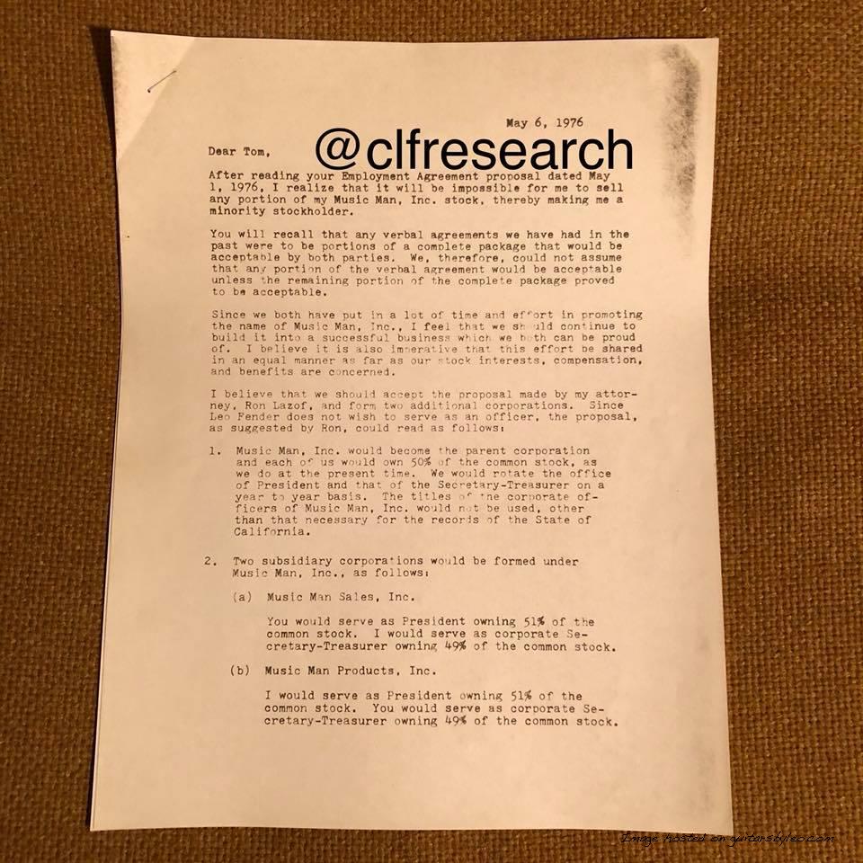 May 6, 1976 letter from Forrest White to Tom Walker with copy to Leo-1