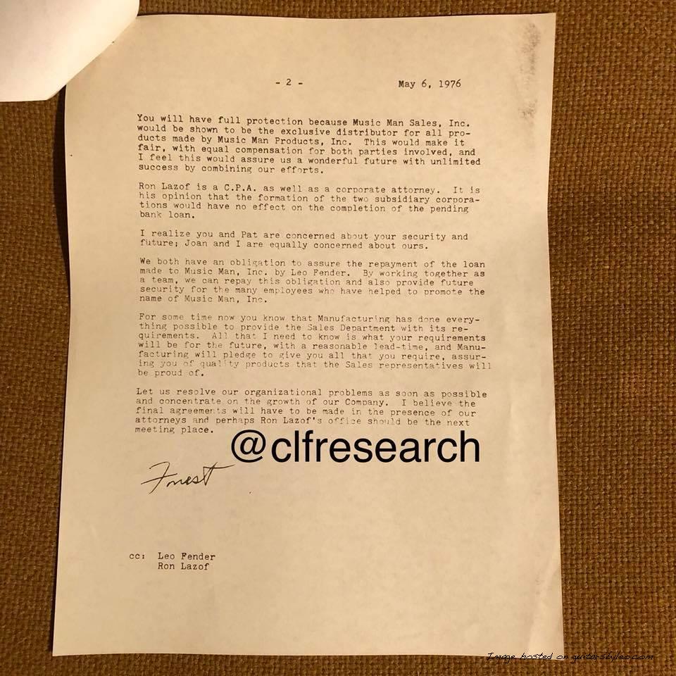 May 6, 1976 letter from Forrest White to Tom Walker with copy to Leo-2