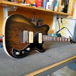 CS  Fallout in 2-Tone Sunburst Frost is sporting two G&L P-90 style pickups on a Black Limba top over Ash
