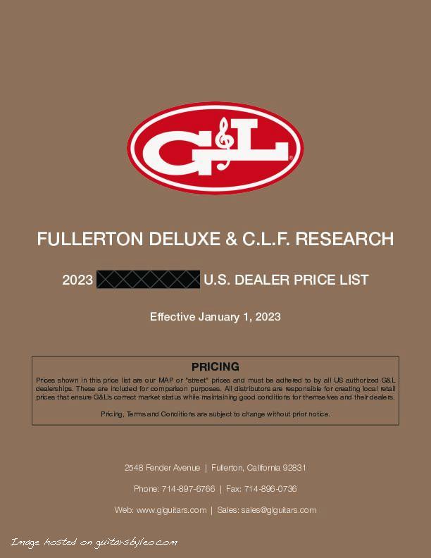 2023 G&L FD & CLF US Dealer Price List-REDACTED