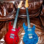 2007 G&L F100 Return in Wine Red and Prototype in Blue.