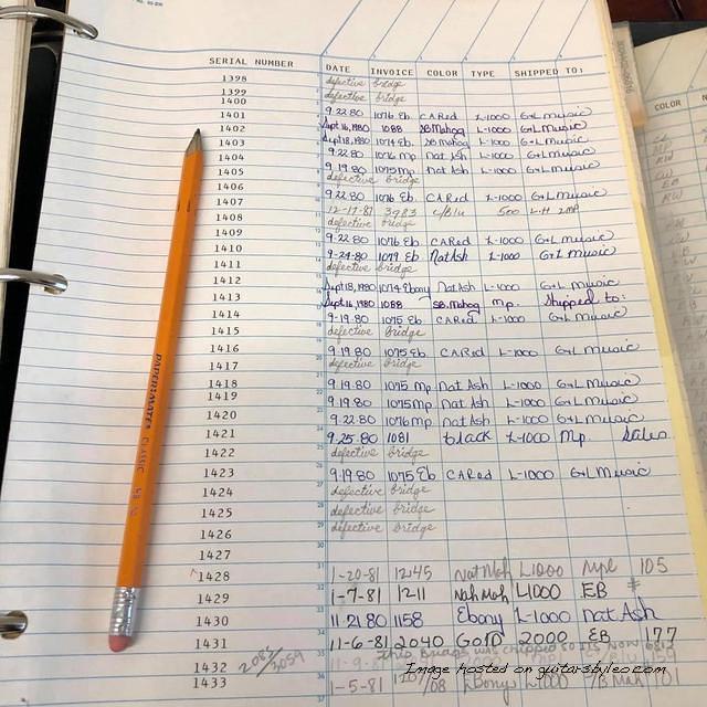 G amp L Factory Log Book-B001398-B001433