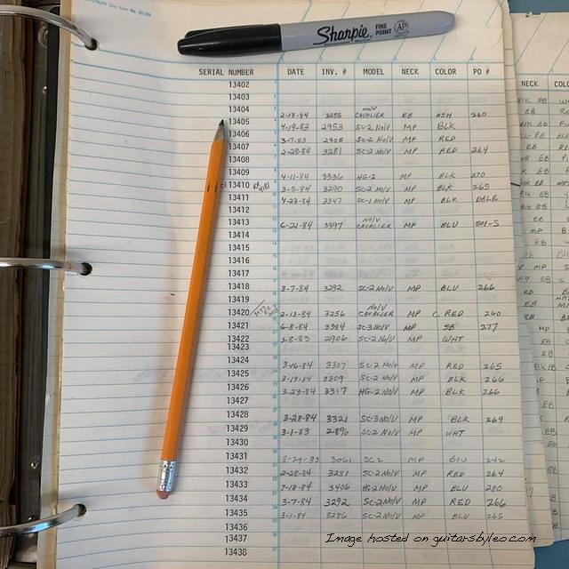 G amp L Factory Log Book-G013402-G013438