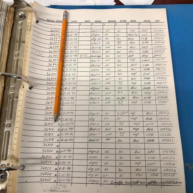G amp L Factory Log Book-G036895-G036925