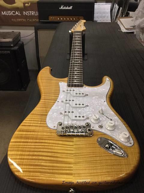 Comanche in Lemon Drop over flame maple on swamp ash