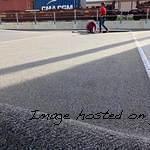 The carpet crew is working on the stage and lounge today